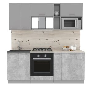 ГОТОВАЯ КУХНЯ МИЛА 2,0 ВТ (СЕРЕБРО/ БЕТОН)
