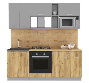 ГОТОВАЯ КУХНЯ МИЛА 2,0 ВТ (СЕРЕБРО/ ДУБ ЗОЛОТОЙ)
