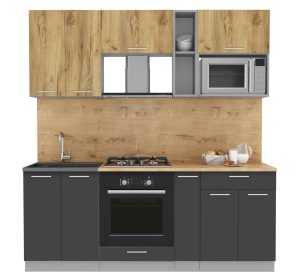 ГОТОВАЯ КУХНЯ МИЛА 2,0 ВТ (ДУБ ЗОЛОТОЙ/ АНТРАЦИТ)