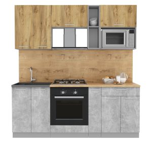 ГОТОВАЯ КУХНЯ МИЛА 2,0 ВТ (ДУБ ЗОЛОТОЙ/ БЕТОН)