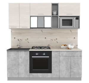 ГОТОВАЯ КУХНЯ МИЛА 2,0 ВТ (ВУДЛАЙН КРЕМОВЫЙ/ БЕТОН)