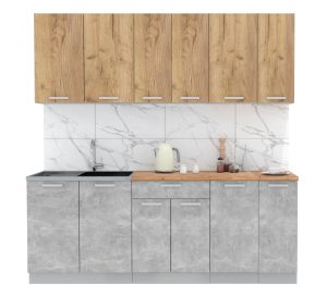 ГОТОВАЯ КУХНЯ ЛАЙТ 2,1 (ДУБ ЗОЛОТОЙ/ БЕТОН)