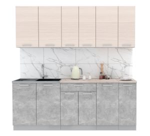 ГОТОВАЯ КУХНЯ ЛАЙТ 2,1 (ВУДЛАЙН КРЕМОВЫЙ/ БЕТОН)