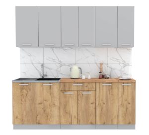 ГОТОВАЯ КУХНЯ ЛАЙТ 2,1 (СЕРЕБРО/ ДУБ ЗОЛОТОЙ)