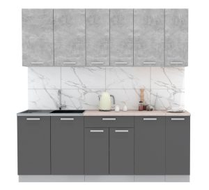 ГОТОВАЯ КУХНЯ ЛАЙТ 2,1 (БЕТОН/ АНТРАЦИТ)