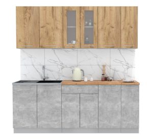 ГОТОВАЯ КУХНЯ МИЛА 2,1 (ДУБ ЗОЛОТОЙ/ БЕТОН)