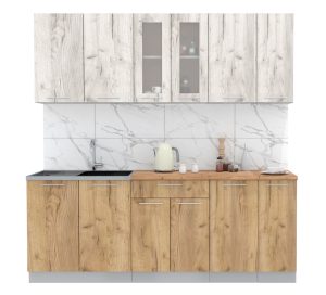 ГОТОВАЯ КУХНЯ "МИЛА21" (ДУБ БЕЛЫЙ/ ДУБ ЗОЛОТОЙ)