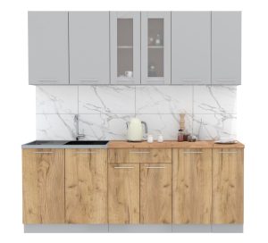 ГОТОВАЯ КУХНЯ МИЛА 2,1 (СЕРЕБРО/ ДУБ ЗОЛОТОЙ)