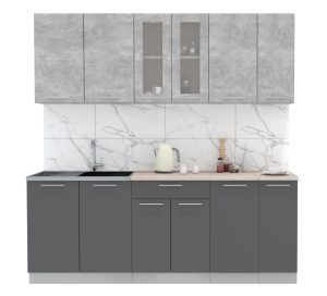 ГОТОВАЯ КУХНЯ "МИЛА21" (БЕТОН/ АНТРАЦИТ)