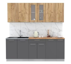 ГОТОВАЯ КУХНЯ МИЛА 2,1 (ДУБ ЗОЛОТОЙ/ АНТРАЦИТ)