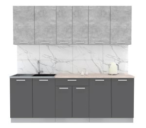 ГОТОВАЯ КУХНЯ ЛАЙТ 2,2 (БЕТОН/ АНТРАЦИТ)