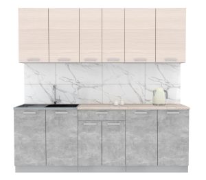 ГОТОВАЯ КУХНЯ ЛАЙТ 2,2 (ВУДЛАЙН КРЕМОВЫЙ/ БЕТОН)