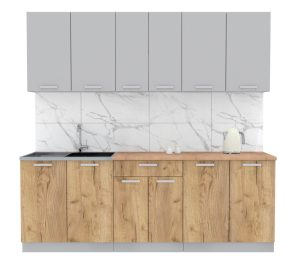 ГОТОВАЯ КУХНЯ ЛАЙТ 2,2 (СЕРЕБРО/ ДУБ ЗОЛОТОЙ)