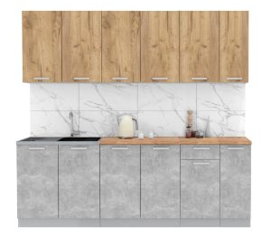 ГОТОВАЯ КУХНЯ ЛАЙТ 2,3 (ДУБ ЗОЛОТОЙ/ БЕТОН)