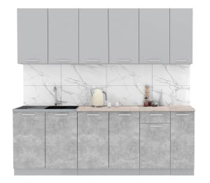 ГОТОВАЯ КУХНЯ ЛАЙТ 2,3 (СЕРЕБРО/ БЕТОН)