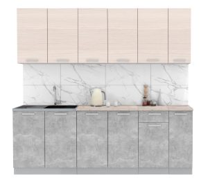 ГОТОВАЯ КУХНЯ ЛАЙТ 2,3 (ВУДЛАЙН КРЕМОВЫЙ/ БЕТОН)