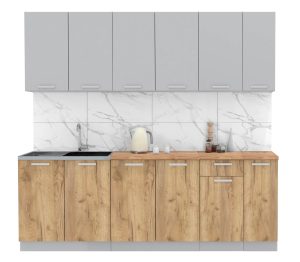 ГОТОВАЯ КУХНЯ ЛАЙТ 2,3 (СЕРЕБРО/ ДУБ ЗОЛОТОЙ)