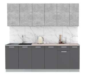 ГОТОВАЯ КУХНЯ ЛАЙТ 2,3 (БЕТОН/ АНТРАЦИТ)