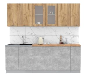 ГОТОВАЯ КУХНЯ МИЛА 2,3 (ДУБ ЗОЛОТОЙ/ БЕТОН)