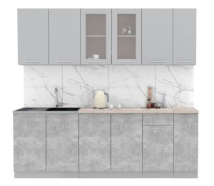 ГОТОВАЯ КУХНЯ МИЛА 2,2 (СЕРЕБРО/ БЕТОН)