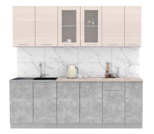 ГОТОВАЯ КУХНЯ МИЛА 2,3 (ВУДЛАЙН КРЕМОВЫЙ/ БЕТОН)