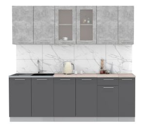 ГОТОВАЯ КУХНЯ МИЛА 2,3 (БЕТОН/ АНТРАЦИТ)