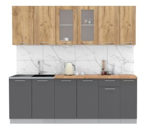 ГОТОВАЯ КУХНЯ МИЛА 2,3 (ДУБ ЗОЛОТОЙ/ АНТРАЦИТ)