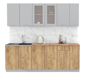 ГОТОВАЯ КУХНЯ МИЛА 2,3 (СЕРЕБРО/ ДУБ ЗОЛОТОЙ)