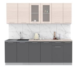 ГОТОВАЯ КУХНЯ МИЛА 2,3 (ВУДЛАЙН КРЕМОВЫЙ/ АНТРАЦИТ)