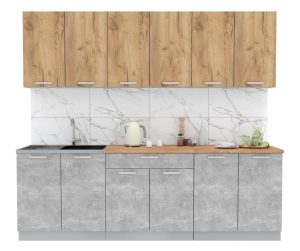 ГОТОВАЯ КУХНЯ ЛАЙТ 2,4 (ДУБ ЗОЛОТОЙ/ БЕТОН)