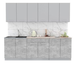 ГОТОВАЯ КУХНЯ ЛАЙТ 2,4 (СЕРЕБРО/ БЕТОН)