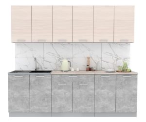 ГОТОВАЯ КУХНЯ ЛАЙТ 2,4 (ВУДЛАЙН КРЕМОВЫЙ/ БЕТОН)