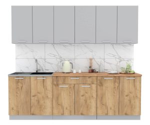 ГОТОВАЯ КУХНЯ ЛАЙТ 2,4 (СЕРЕБРО/ ДУБ ЗОЛОТОЙ)