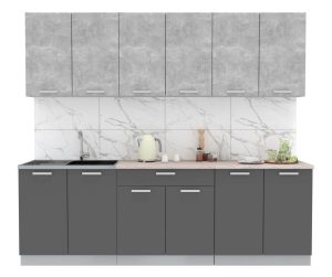 ГОТОВАЯ КУХНЯ ЛАЙТ 2,4 (БЕТОН/ АНТРАЦИТ)