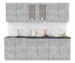 ГОТОВАЯ КУХНЯ МИЛА 2,4 (БЕТОН/ БЕТОН)