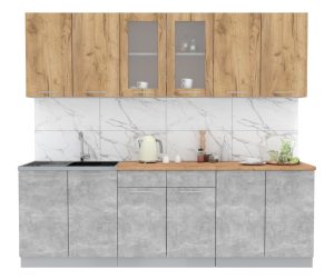 ГОТОВАЯ КУХНЯ МИЛА 2,4 (ДУБ ЗОЛОТОЙ/ БЕТОН)