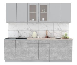 ГОТОВАЯ КУХНЯ МИЛА 2,4 (СЕРЕБРО/ БЕТОН)