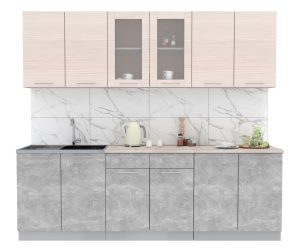 ГОТОВАЯ КУХНЯ МИЛА 2,4 (ВУДЛАЙН КРЕМОВЫЙ/ БЕТОН)