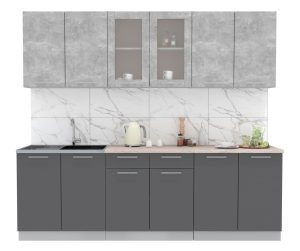 ГОТОВАЯ КУХНЯ МИЛА 2,4 (БЕТОН/ АНТРАЦИТ)