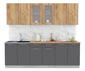ГОТОВАЯ КУХНЯ МИЛА 2,4 (ДУБ ЗОЛОТОЙ/ АНТРАЦИТ)