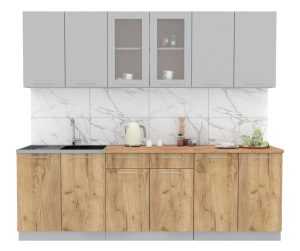 ГОТОВАЯ КУХНЯ МИЛА 2,4 (СЕРЕБРО/ ДУБ ЗОЛОТОЙ)