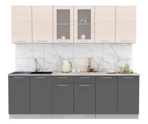 ГОТОВАЯ КУХНЯ МИЛА 2,4 (ВУДЛАЙН КРЕМОВЫЙ/ АНТРАЦИТ)