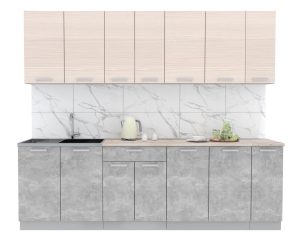 ГОТОВАЯ КУХНЯ ЛАЙТ 2,5 (ВУДЛАЙН КРЕМОВЫЙ/ БЕТОН)