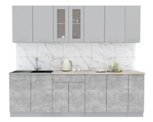 ГОТОВАЯ КУХНЯ МИЛА 2,5 (СЕРЕБРО/ БЕТОН)