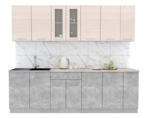 ГОТОВАЯ КУХНЯ МИЛА 2,5 (ВУДЛАН КРЕМОВЫЙ/ БЕТОН)