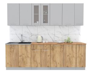 ГОТОВАЯ КУХНЯ МИЛА 2,5 (СЕРЕБРО/ ДУБ ЗОЛОТОЙ)