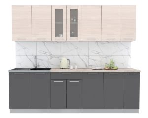 ГОТОВАЯ КУХНЯ МИЛА 2,5 (ВУДЛАН КРЕМОВЫЙ/ АНТРАЦИТ)