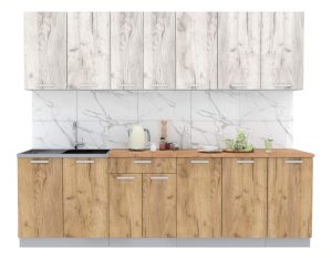 ГОТОВАЯ КУХНЯ ЛАЙТ 2,6 (ДУБ БЕЛЫЙ/ ДУБ ЗОЛОТОЙ)