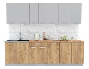 ГОТОВАЯ КУХНЯ ЛАЙТ 2,6 (СЕРЕБРО/ ДУБ ЗОЛОТОЙ)