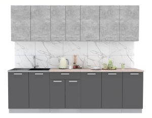 ГОТОВАЯ КУХНЯ ЛАЙТ 2,6 (БЕТОН/ АНТРАЦИТ)